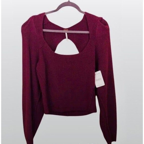 Free People Saffron Sweater Pomegranate Wine - Picture 4 of 5
